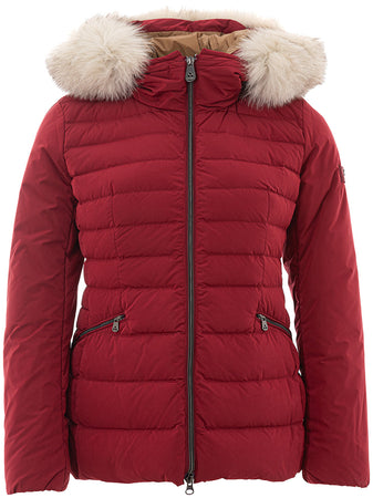 Peuterey Giubbino Imbottito Bordeaux con Collo Pelliccia da donna