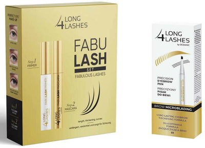 4long Lashes Set Occhi Mascara + Matita Sopracciglia Ricostruisce Le Ciglia Stimolandone La Crescita