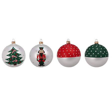 Palline per albero di Natale, in Vetro, con decorazioni, Ø 80 mm, 12 pezzi