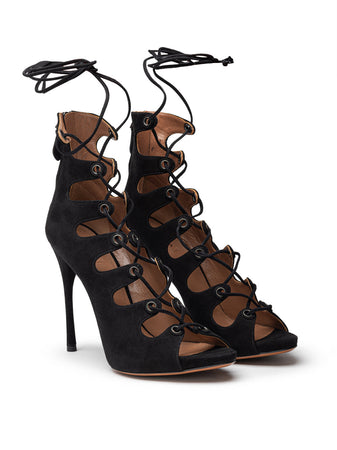 ALAIA Sandali scamosciati open toe con tacco Alaia da donna