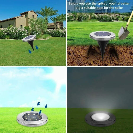 4X DISK LIGHTS PANNELLO SOLARE DA GIARDINO LED SENSORE CREPUSCOLARE FARETTO ip65 Illuminazione/Illuminazione per esterni/Luci per sentieri Zencoccostore - Formia, Commerciovirtuoso.it