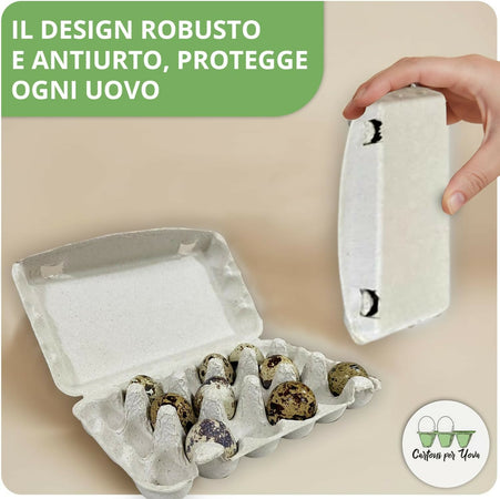 50x Confezioni da 18 Uova di Quaglia In Cartone Con Coperchio Portauova da Materiale Riciclato