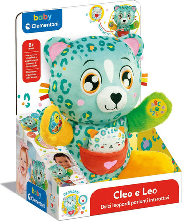 Clementoni Baby - Cleo e Leo - dolci leopardi - Peluche Parlante Interattivo, Gioco Educativo Prima Infanzia Bambini 6 Mesi, Gioco Pupazzo Neonato, Musicale, Luci e Suoni, Con Batterie, In Italiano