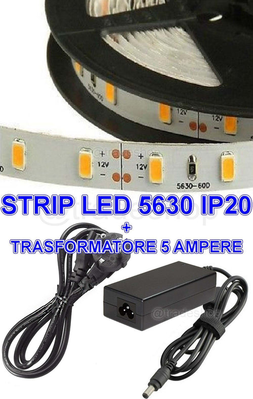 5 M MT. STRISCIA STRIP 300 LED SMD 5630 SENZA SILICONE IP20 + ALIMENTATORE 5A Illuminazione/Strisce LED Trade Shop italia - Napoli, Commerciovirtuoso.it