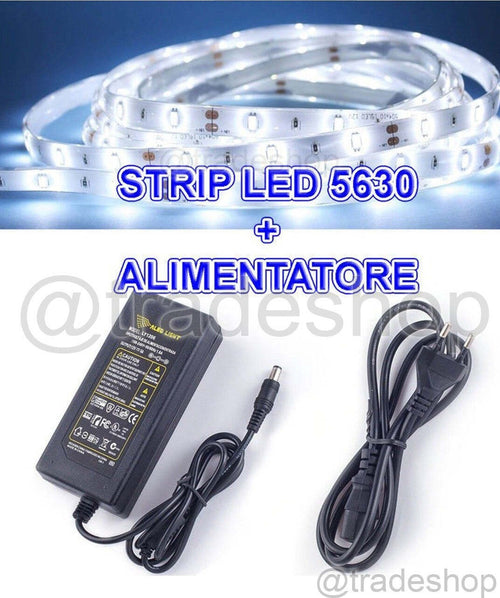 5 M STRISCIA STRIP 300 LED SMD 5630 BIANCO 5 MT IMPERMEABILE + ALIMENTATORE 5A Illuminazione/Strisce LED Trade Shop italia - Napoli, Commerciovirtuoso.it