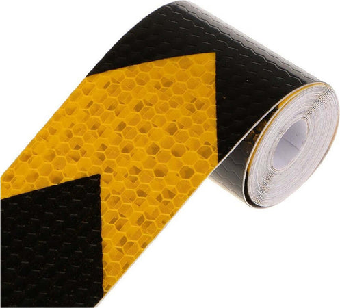5-Metri-Nastro-Adesivo-Catarifrangente-Auto-Camion-Nero-E-Giallo-Alta-Visibilitá