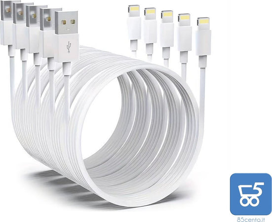 5 Pezzi Cavo 2 Metri da Lightning a USB Fast Charge Compatibile per iPhone iPod iPad