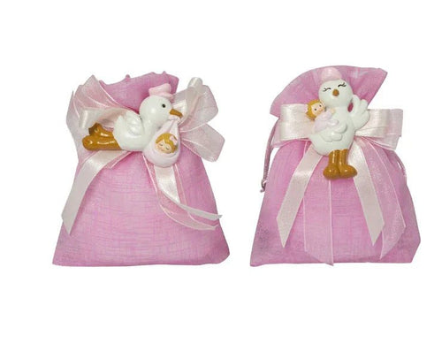 5 Pezzi Magnete cicogna con bimba Resina Nascita Bimba Harmony