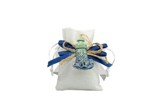 5 Pezzi Sacchetto Matrimonio Harmony Magnete ancora e faro blu