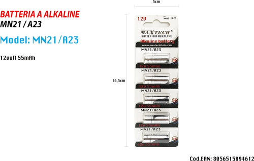 5 Pile Batterie Alkaline Mn21/a23 12v 55 Mah Alcalina Per Telecomando Maxtech Batterie e Pile Trade Shop italia - Napoli, Commerciovirtuoso.it