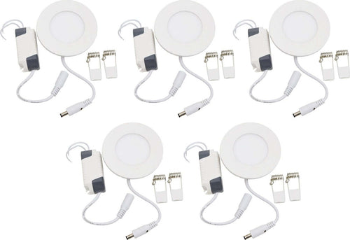 5 pz Luci da incasso Faretti LED 3W 6000K Pannello Rotondo Ultra Sottile Bianco freddo Diametro 85mm