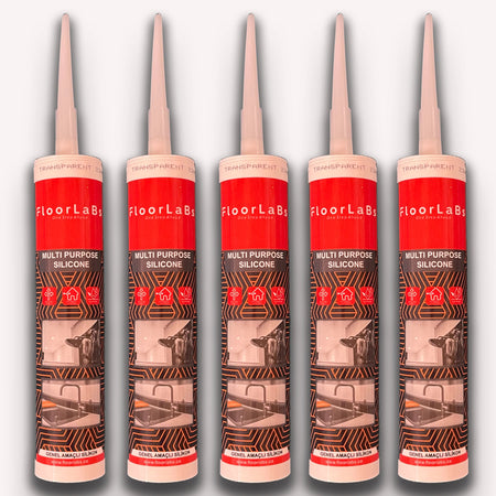 5 boccette da 280gr di Silicone Trasparente acetico universale multiuso antimuffa ad elasticità permanente - Eternal Parquet