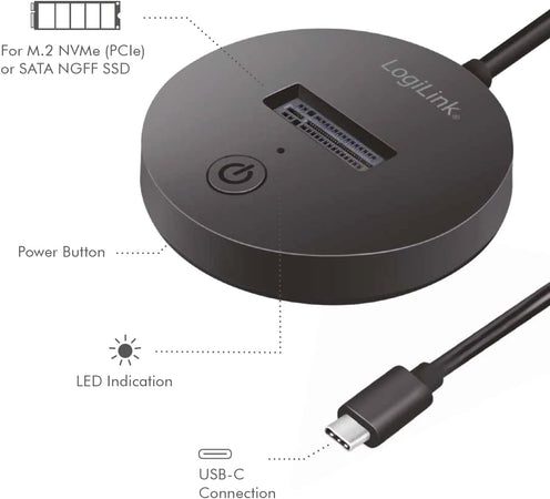 Adattatore USB-C 3.2 Quickport per SSD M.2 NVMe (PCIe) e SATA (NGFF)