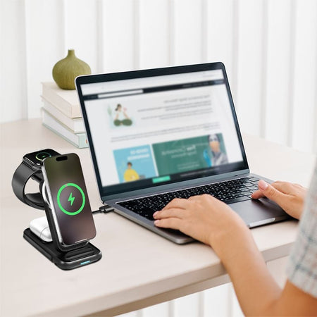 Stazione di Ricarica Wireless USB-C 4 in 1 compatibile con Apple MagSafe 20,5W Nero