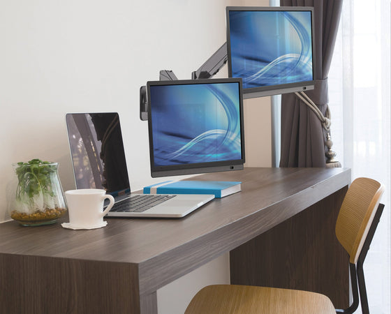 Staffa a Muro con Molla a Gas per due Monitor 17-32''