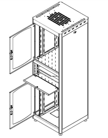 Armadio Rack 19'' 600x600 38U con Ripiano Tastiera Grigio