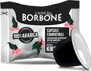 50-Capsule-Compatibili-Nespresso,-Miscela-Kikka-100%-Arabica,-Caffè-Borbone