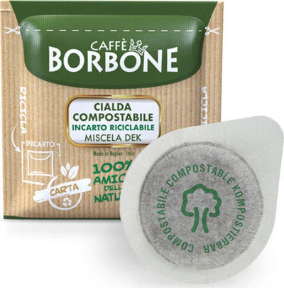 50-Cialde-Compostabili,-Miscela-Verde-Dek,-ESE-44mm,-Caffè-Borbone
