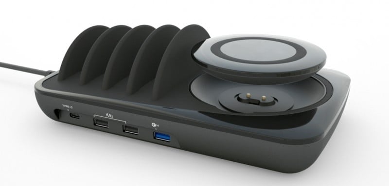 Docking Station USB 5 posti con Caricabatterie Wireless Removibile