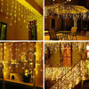 Catena Luminosa 400 Luci LED a Cascata Bianco Caldo IP44 con Timer