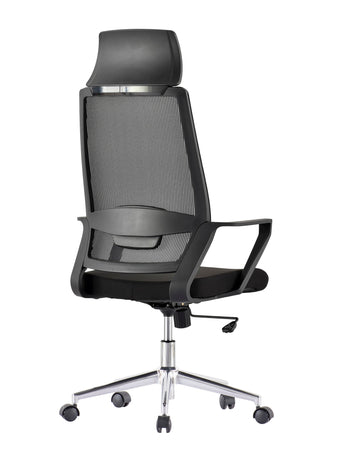 Sedia per Ufficio con Schienale Alto e Base Cromata Nero