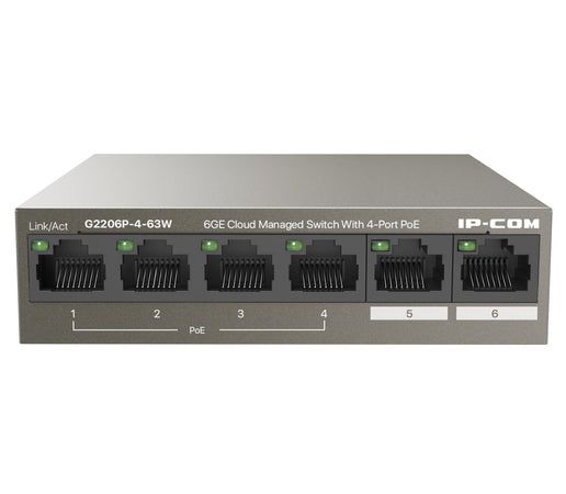 Switch 6GE con PoE 4 porte Gestito da Cloud, G2206P-4-63W