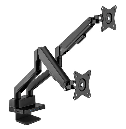 Supporto da Scrivania Doppio Monitor 17-32'' con Molla a Gas e Docking Station 8-in-1