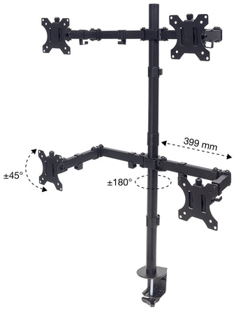 Supporto da Scrivania per 4 Monitor 13-32'' con Morsetto