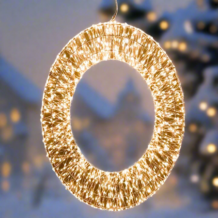 Corona natalizia in metallo con luce LED calda per decorazioni natalizie