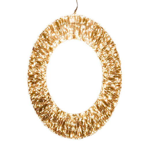 Corona natalizia in metallo con luce LED calda per decorazioni natalizie