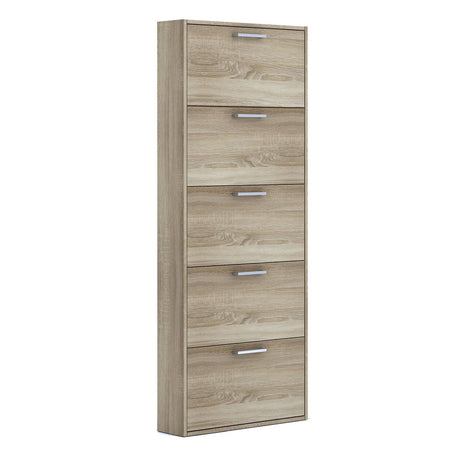 Scarpiera slim in legno 5 ante ripiani rovere naturale h 164 cm da interno