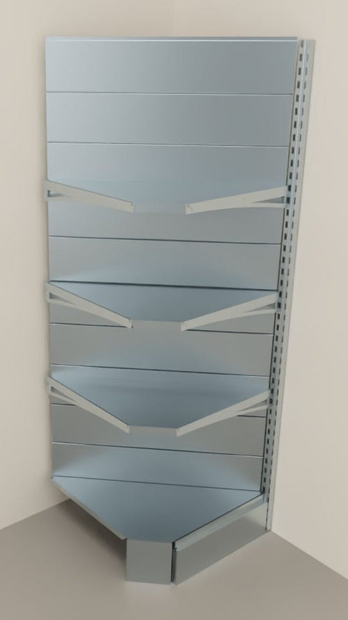Modulo aggiuntivo zincato ad angolo di scaffalatura da negozio di cm. 70x70x200h