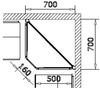 Modulo aggiuntivo zincato ad angolo di scaffalatura da negozio di cm. 70x70x200h