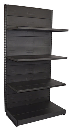 Scaffalatura metallica verniciata nero ghisa per allestimento negozi cm. 100x50x200h