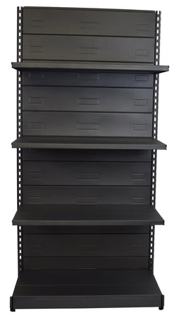 Scaffalatura metallica verniciata nero ghisa per allestimento negozi cm. 100x50x200h