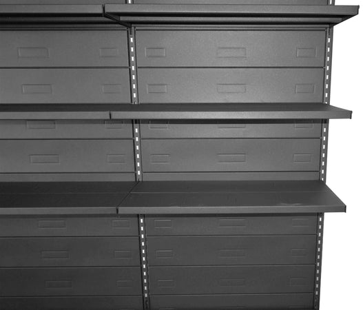 Scaffalatura metallica verniciata nero ghisa per allestimento negozi cm. 100x50x200h