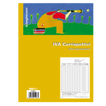 Registro Prima Nota Iva Corrispettivi 29,7X23 13/13 Fg Autoric. E2104A