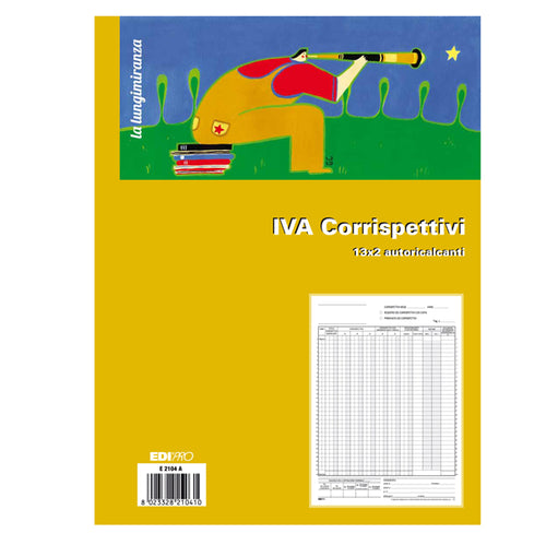 Registro Prima Nota Iva Corrispettivi 29,7X23 13/13 Fg Autoric. E2104A