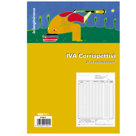 Registro Prima Nota Iva Corrispettivi 29,7X23 25/25 Fg Autoric. E2102A