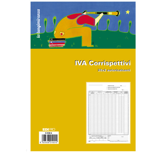 Registro Prima Nota Iva Corrispettivi 29,7X23 25/25 Fg Autoric. E2102A