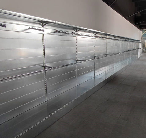 Modulo aggiuntivo angolare per scaffalatura zincata per negozi di cm. 70x50x250h