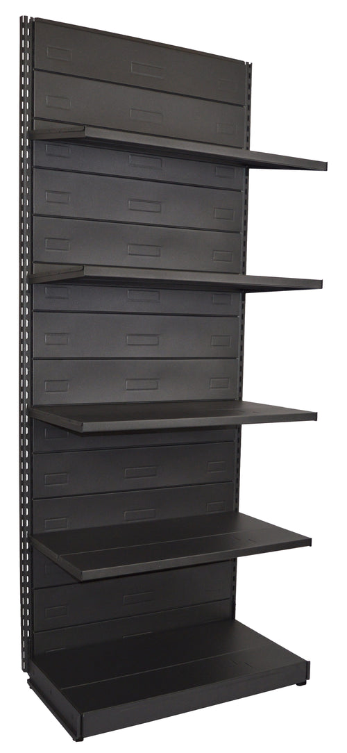 Scaffale in metallo verniciato nero ghisa per arredo negozio cm. 100x50x250h