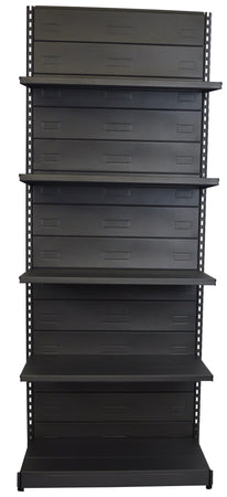 Scaffale in metallo verniciato nero ghisa per arredo negozio cm. 100x50x250h