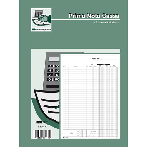 Blocco Prima Nota Cassa Entrate/Uscite/Iva 50/50 Fogli Autoric. 31X21 E5356A