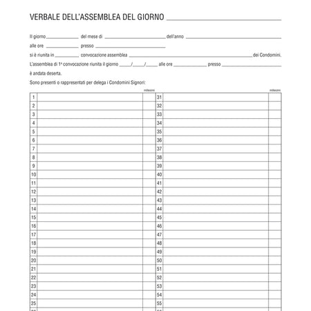 Registro Verbali Assemblea Condominio 96Pag 31X24,5Cm E2529