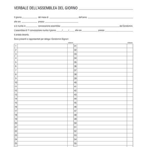 Registro Verbali Assemblea Condominio 96Pag 31X24,5Cm E2529