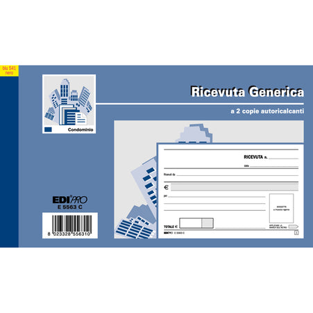 Blocco Ricevute Generiche 50Fogli 2 Copie Autoric. 9,9X17 E5563C