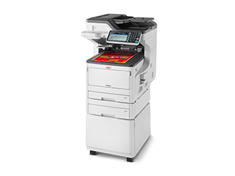 Mc883dnct multifunzione a tecnologia digital led, lastra piana, formato a3, 23ppm a colori e 23ppm in b/n formato a4, con 2 cassetti e cabinet - 09006108