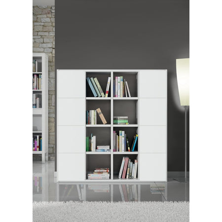 MOBILI 2G - Libreria porta Tv moderna bianco frassino L175 P30 H175