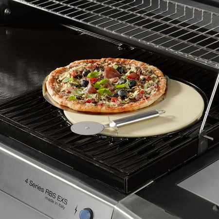 PIETRA PER COTTURA PIZZA FORNO CON ROTELLA TAGLIA PIZZA ARGENTO CULINARY MODULAR